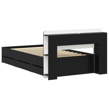 Telaio del letto con storage con testiera Nero 75 x 190 cm | homemem39