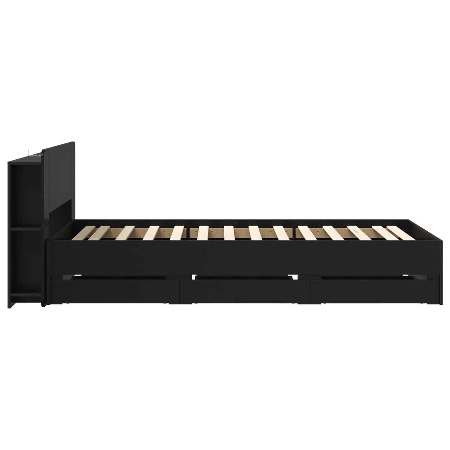 Telaio del letto con storage con testiera Nero 75 x 190 cm | homemem39
