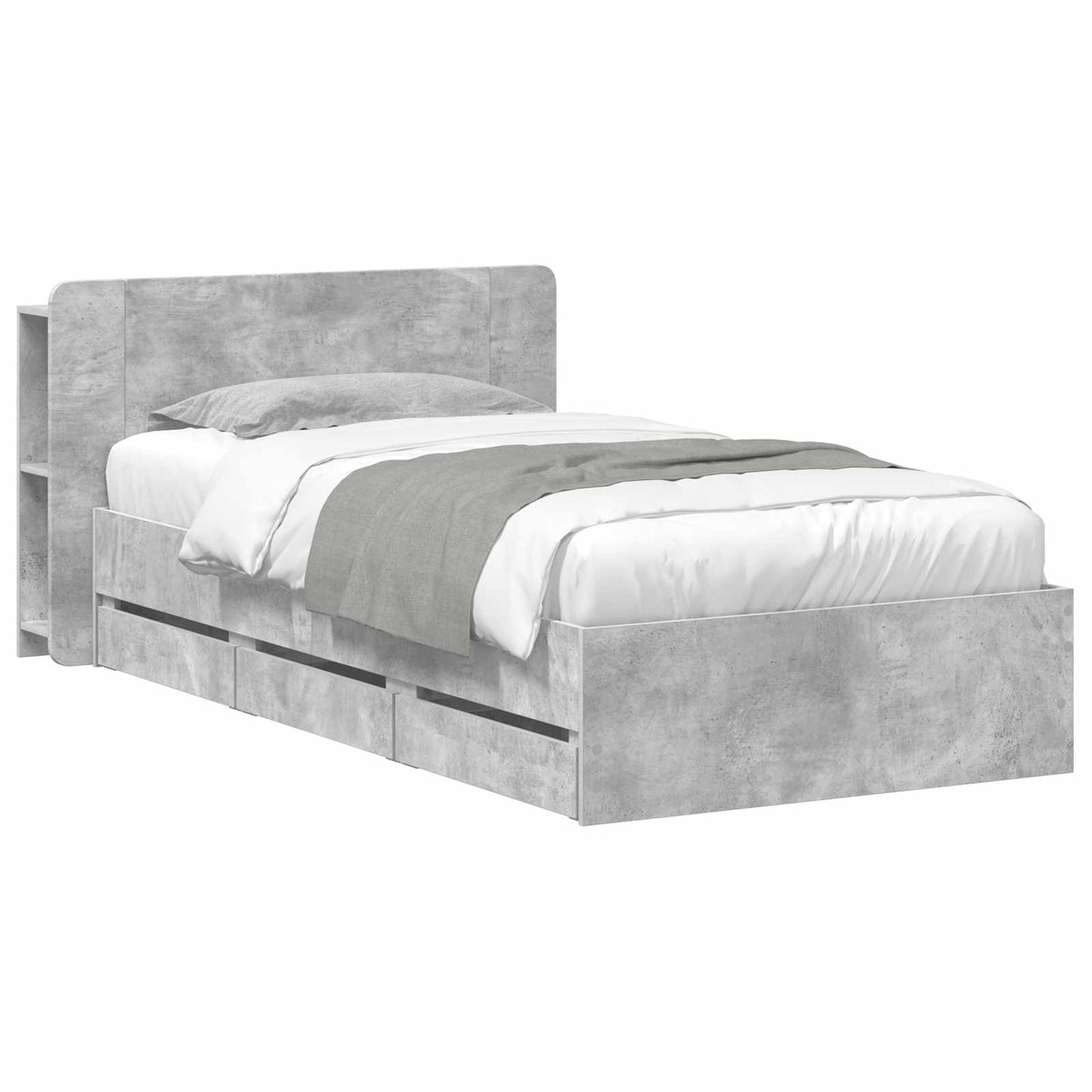 Telaio del letto con storage Grigio Cemento 75 x 190 cm | homemem39