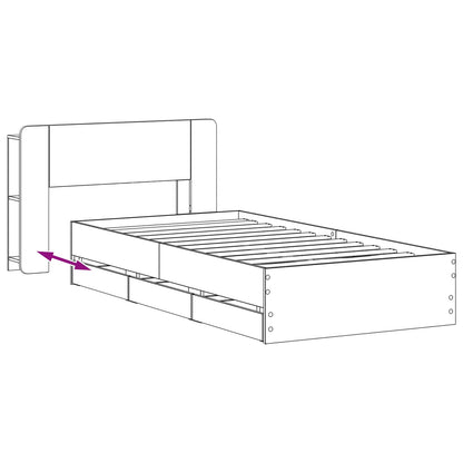 Telaio del letto con storage Grigio Cemento 75 x 190 cm | homemem39