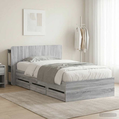 Telaio del letto con storage Sonoma grigio 75 x 190 cm | homemem39