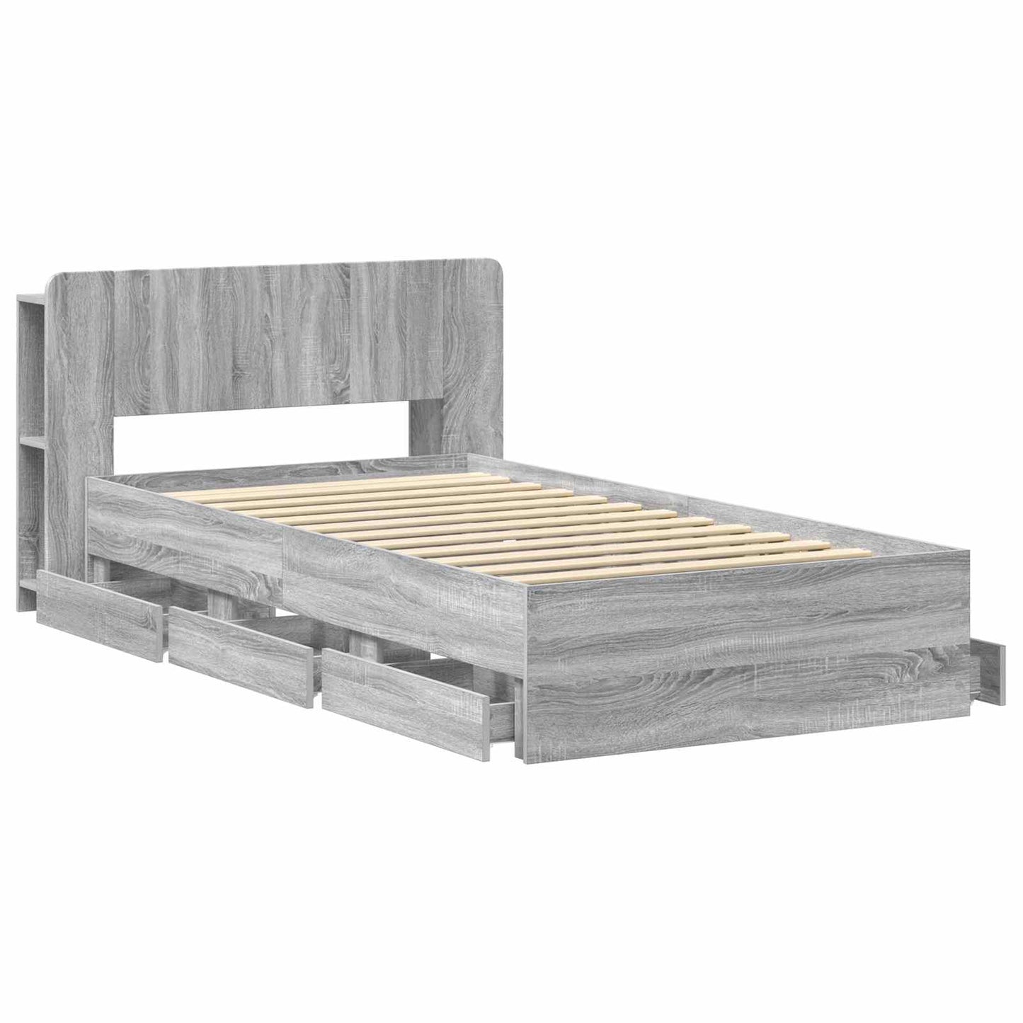 Telaio del letto con storage Sonoma grigio 75 x 190 cm | homemem39