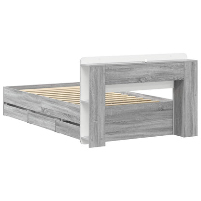 Telaio del letto con storage Sonoma grigio 75 x 190 cm | homemem39