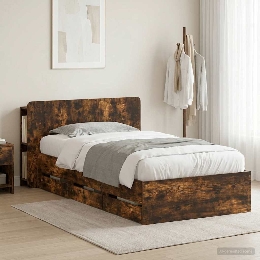 Telaio del letto con storage Rovere Fumo 75 x 190 cm | homemem39