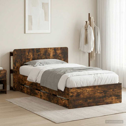 Telaio del letto con storage Rovere Fumo 75 x 190 cm | homemem39