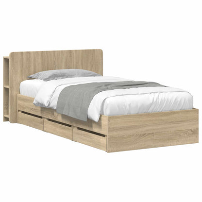 Telaio del letto con storage Rovere Sonoma 75 x 190 cm