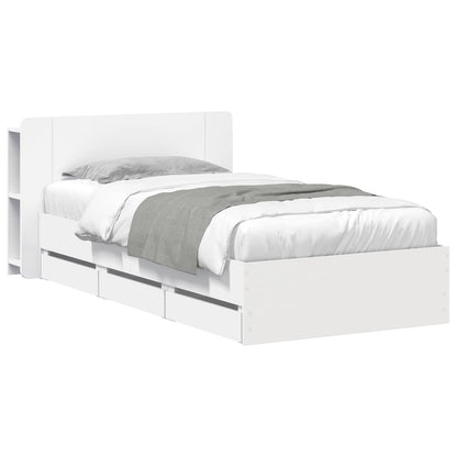 Telaio del letto con storage con testiera Bianco 75 x 190 cm