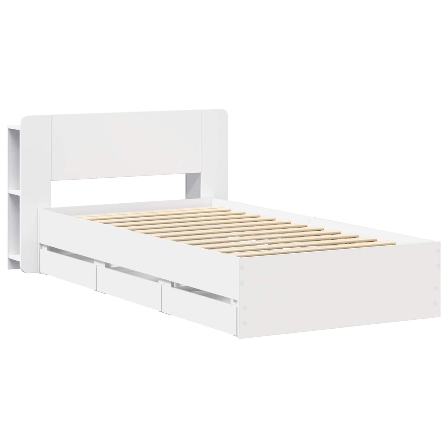 Telaio del letto con storage con testiera Bianco 75 x 190 cm