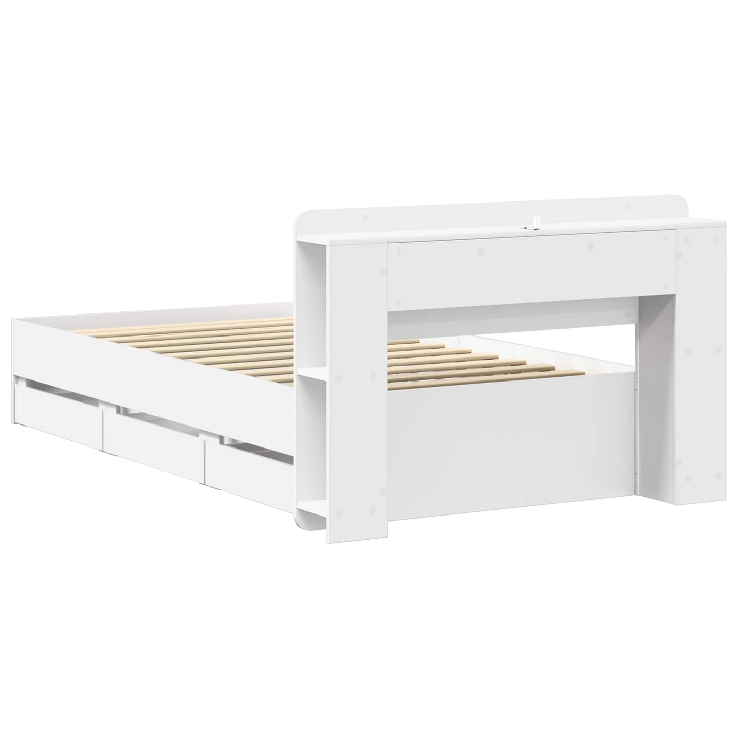 Telaio del letto con storage con testiera Bianco 75 x 190 cm