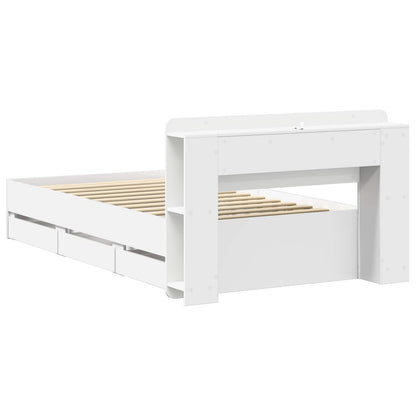 Telaio del letto con storage con testiera Bianco 75 x 190 cm