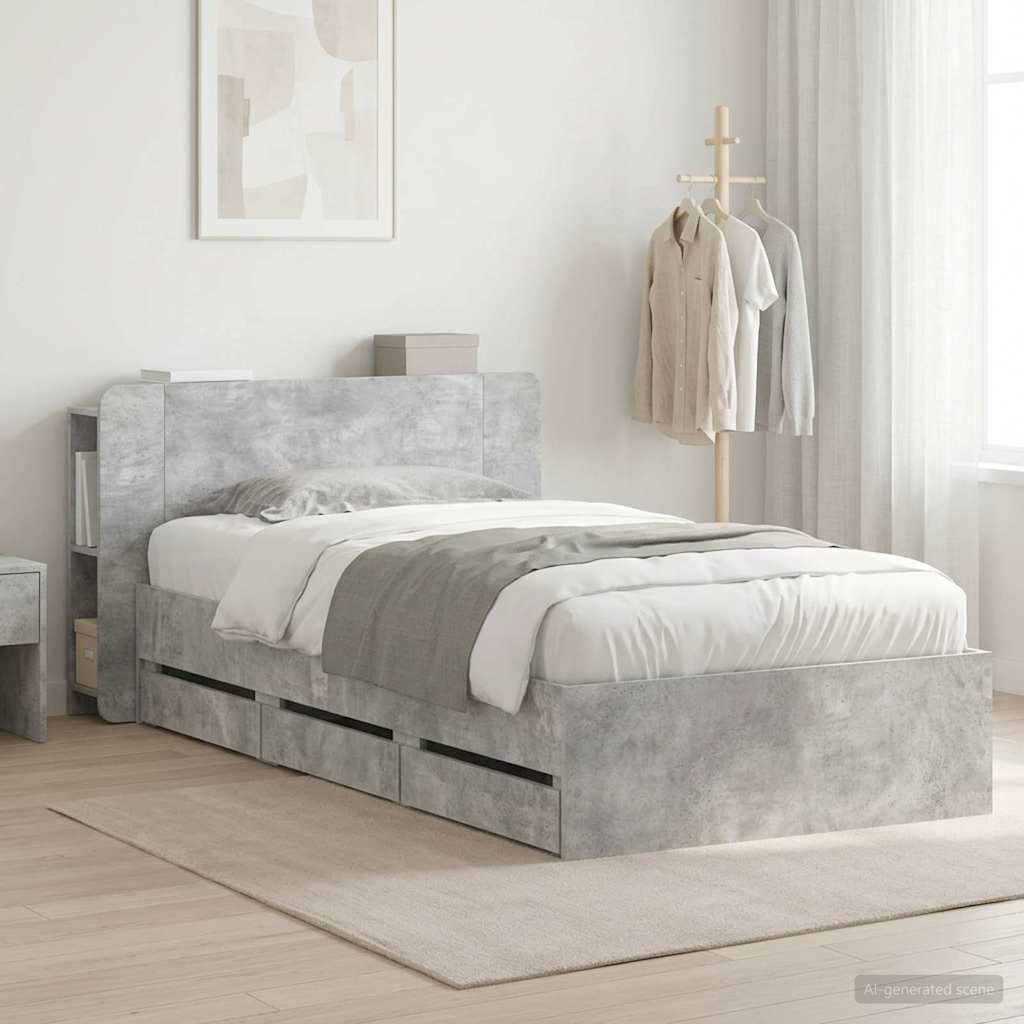 Telaio del letto con storage Grigio Cemento 80 x 200 cm