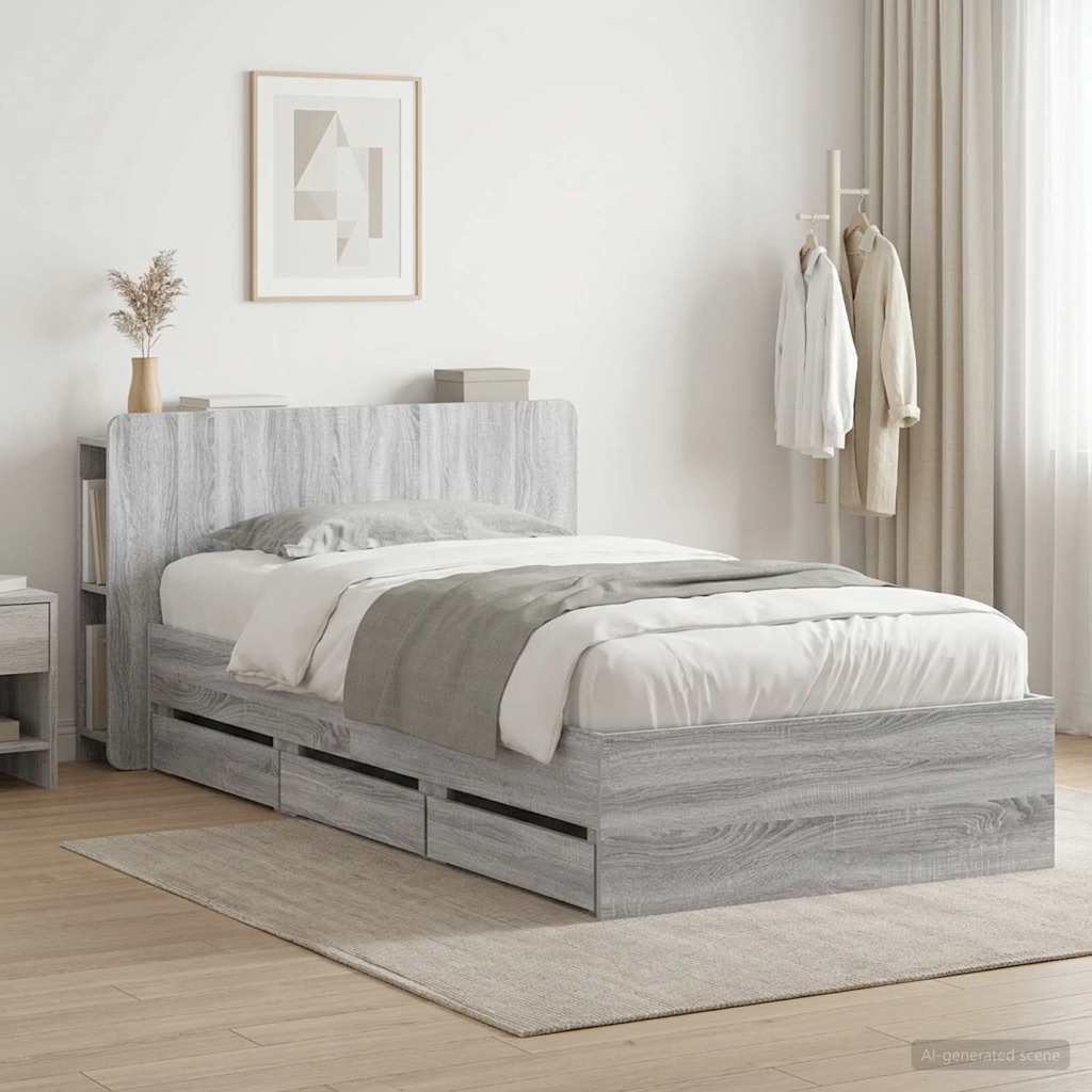 Telaio del letto con storage Sonoma grigio 80 x 200 cm