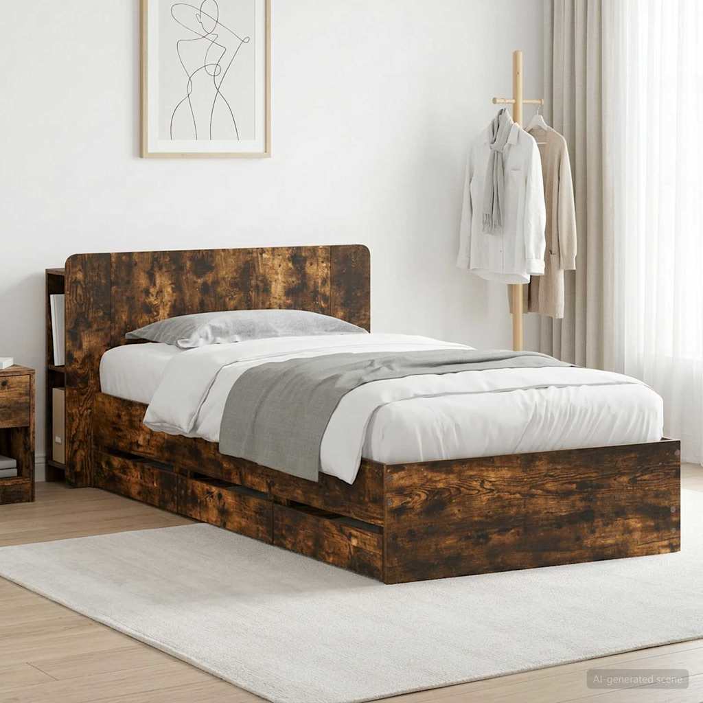 Telaio del letto con storage Rovere Fumo 80 x 200 cm | homemem39