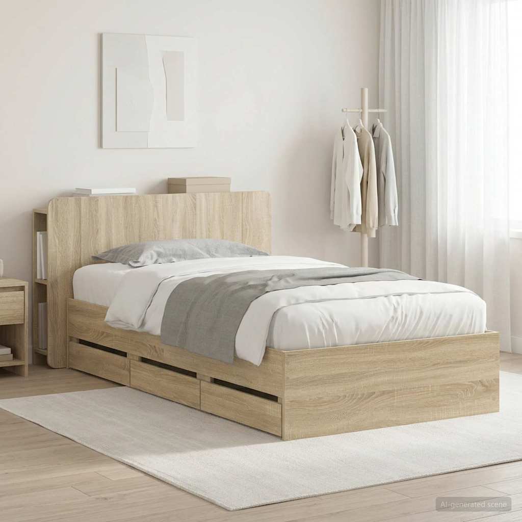 Telaio del letto con storage Rovere Sonoma 80 x 200 cm | homemem39