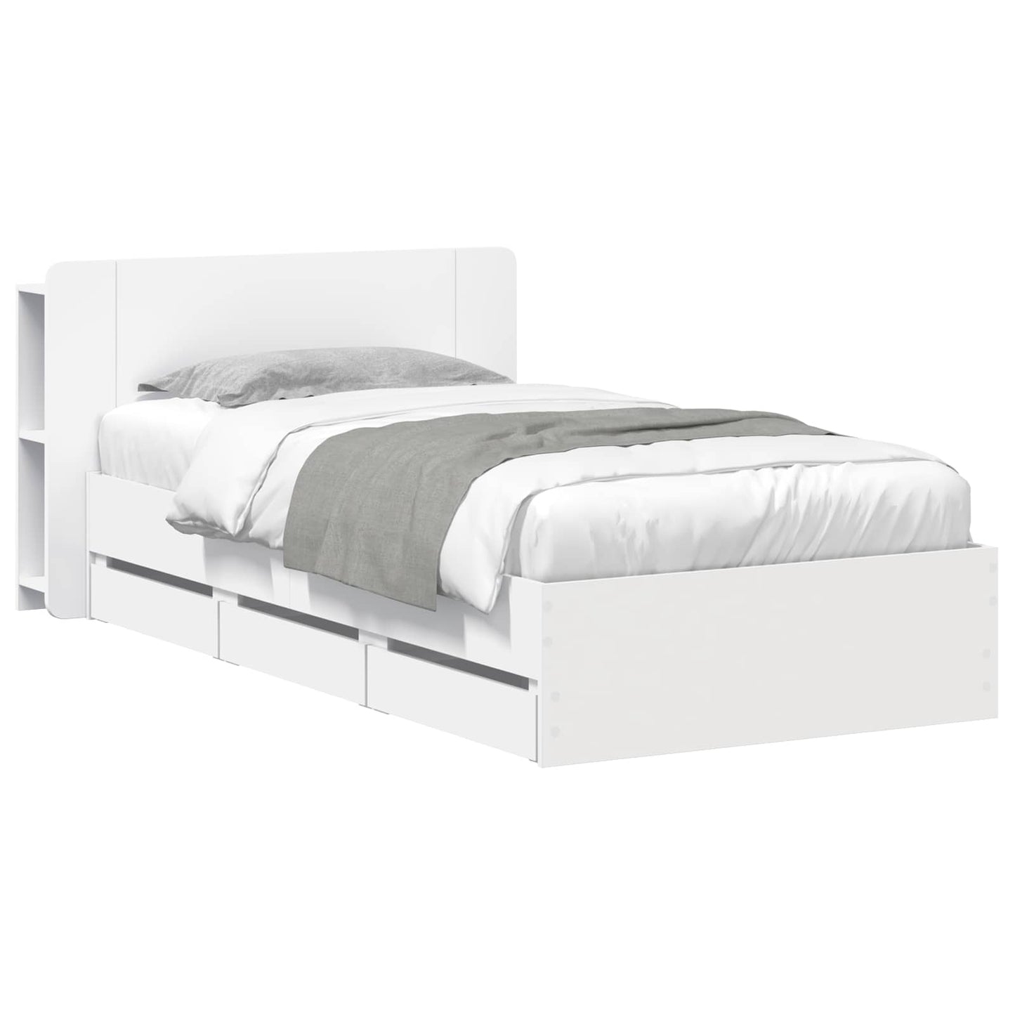 Telaio del letto con storage con testiera Bianco 80 x 200 cm | homemem39