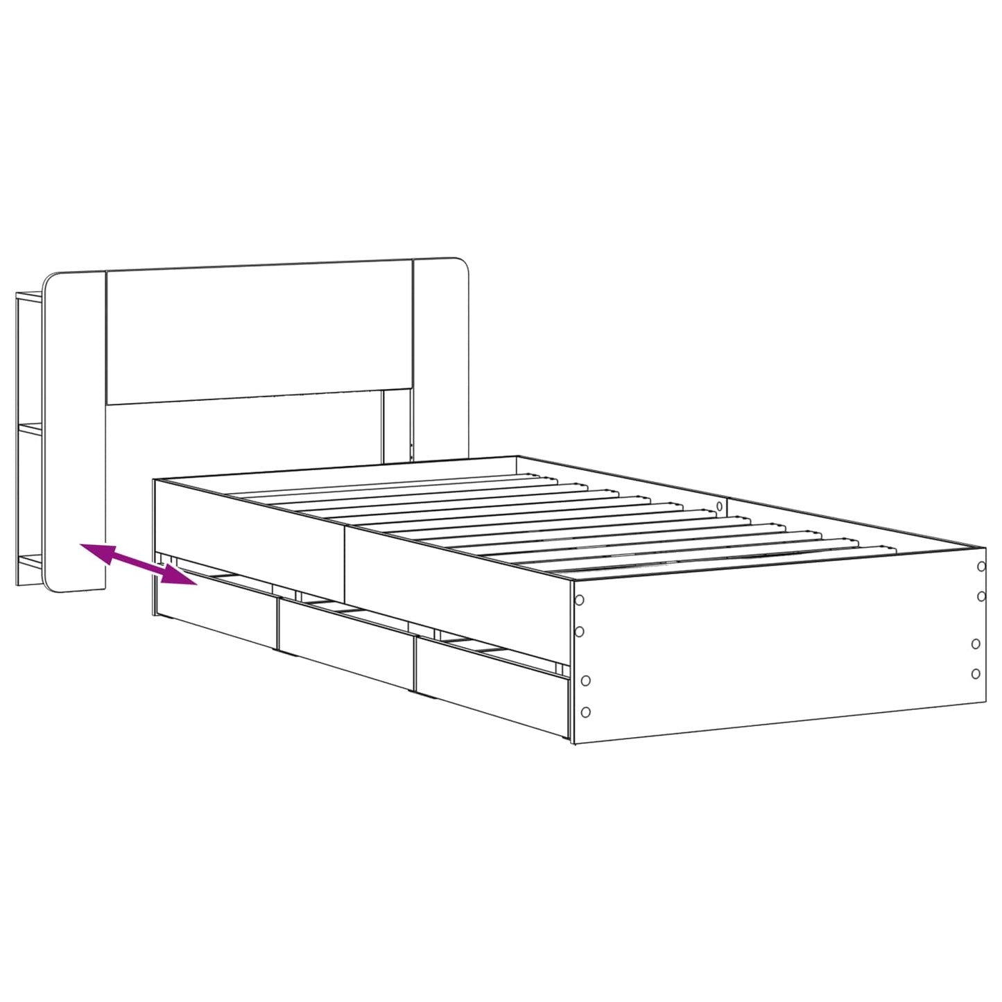 Telaio del letto con storage con testiera Bianco 80 x 200 cm | homemem39
