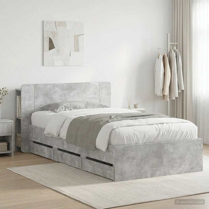 Telaio del letto con storage Grigio Cemento 90 x 190 cm | homemem39