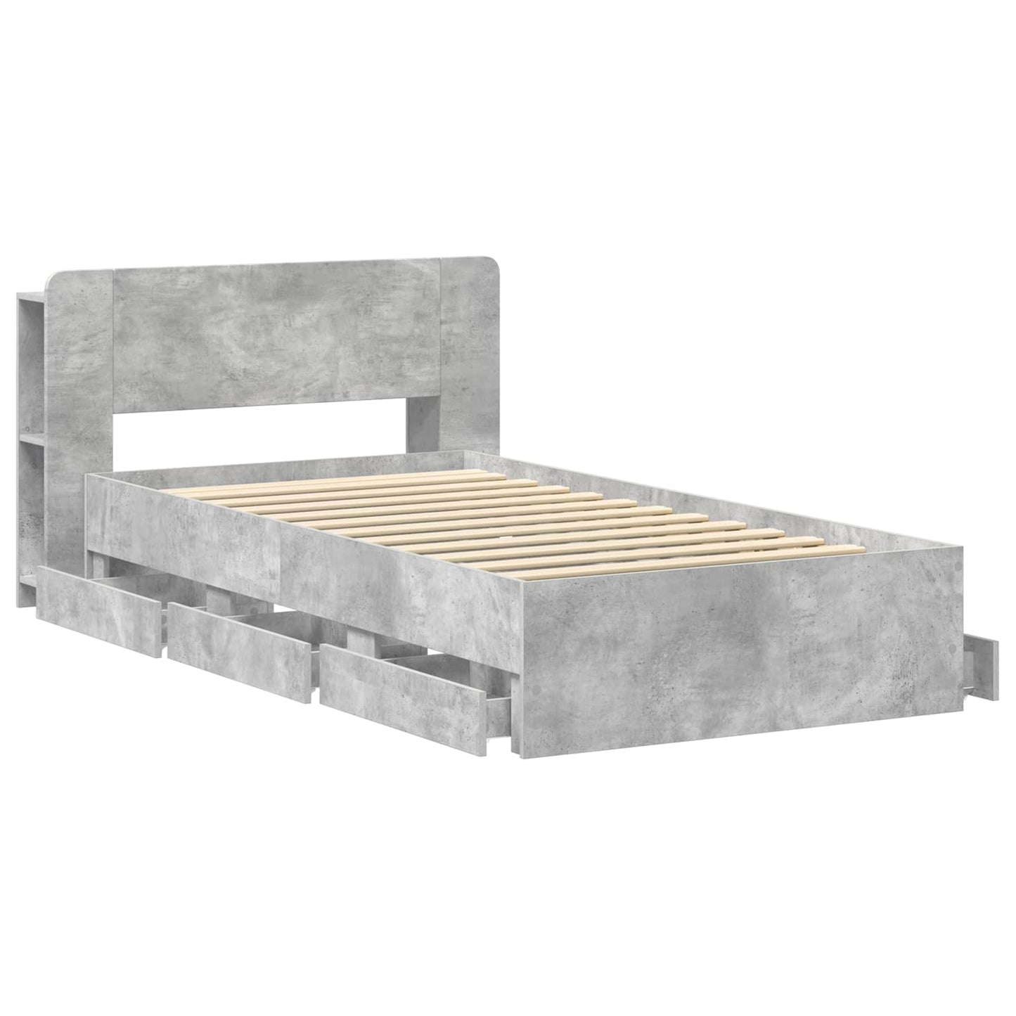 Telaio del letto con storage Grigio Cemento 90 x 190 cm | homemem39