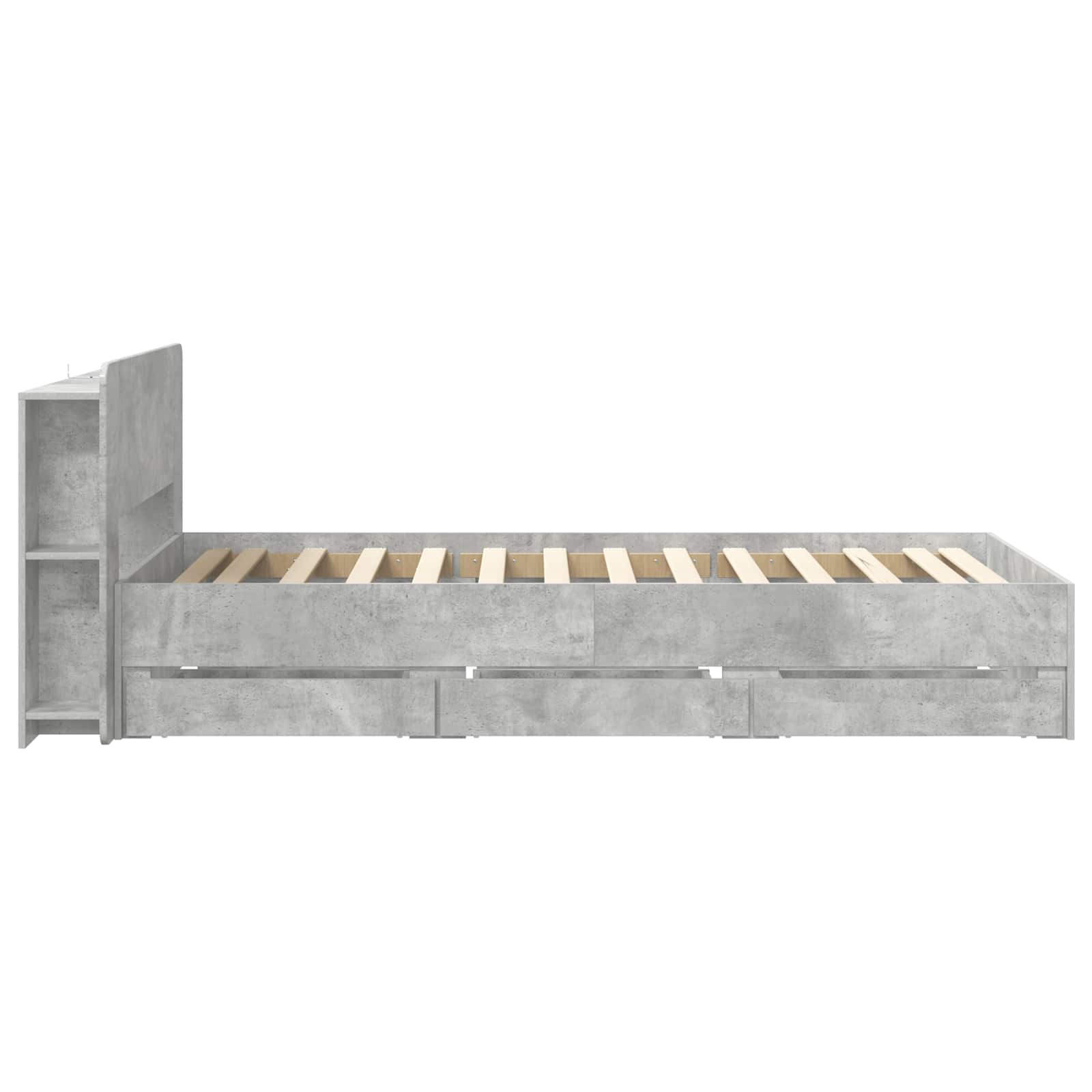 Telaio del letto con storage Grigio Cemento 90 x 190 cm | homemem39