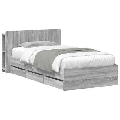 Telaio del letto con storage Sonoma grigio 90 x 190 cm | homemem39