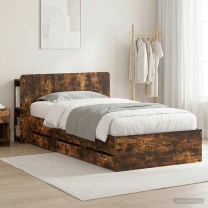 Telaio del letto con storage Rovere Fumo 90 x 190 cm | homemem39