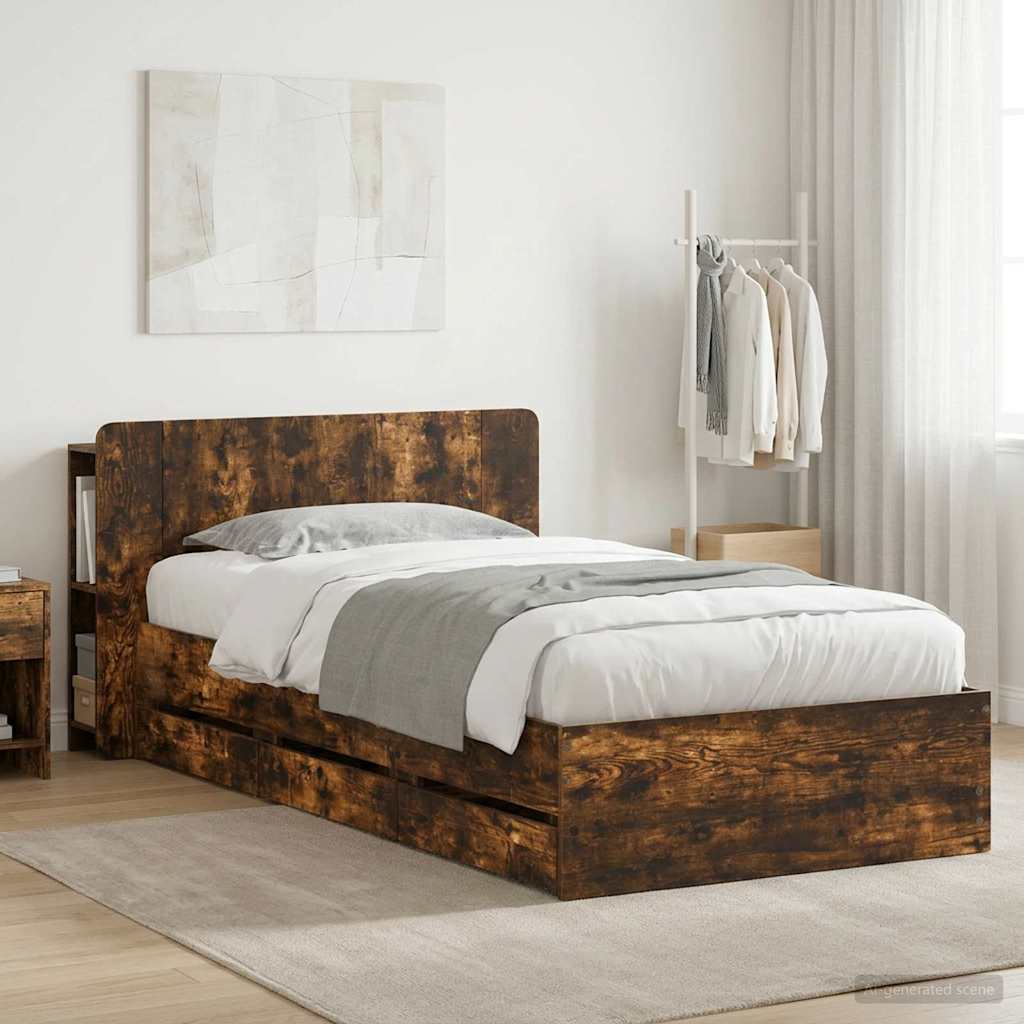 Telaio del letto con storage Rovere Fumo 100 x 200 cm | homemem39