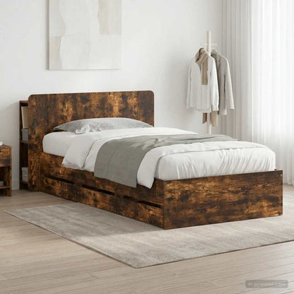 Telaio del letto con storage Rovere Fumo 90 x 200 cm | homemem39