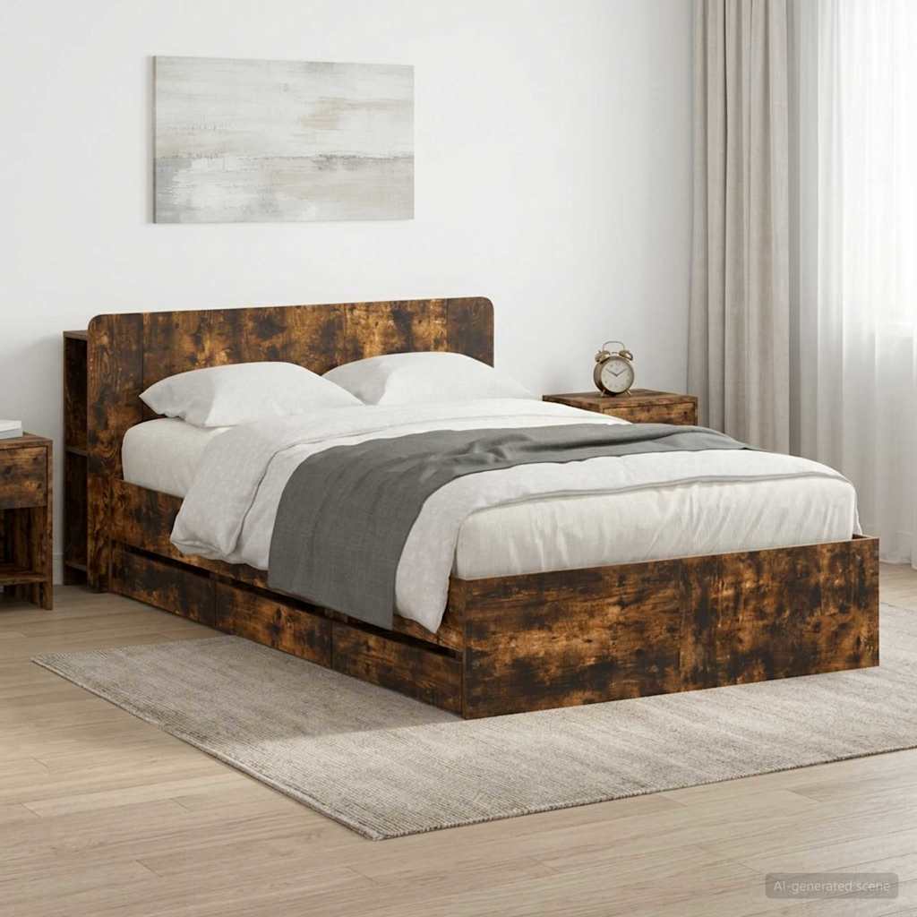 Telaio del letto con storage Rovere Fumo 120 x 190 cm | homemem39