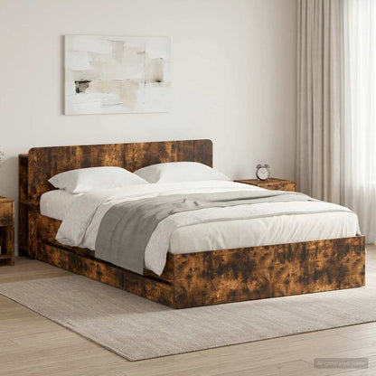 Telaio del letto con storage Rovere Fumo 135 x 190 cm | homemem39