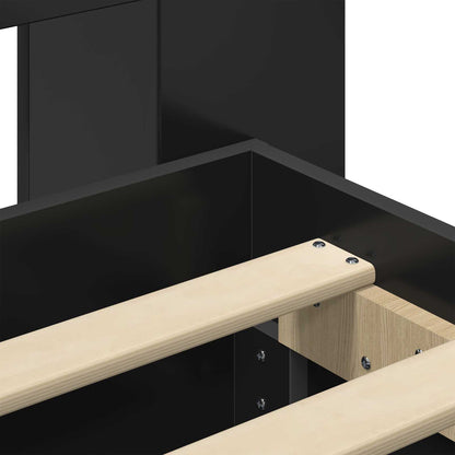 Telaio del letto con storage con testiera Nero 150 x 200 cm | homemem39