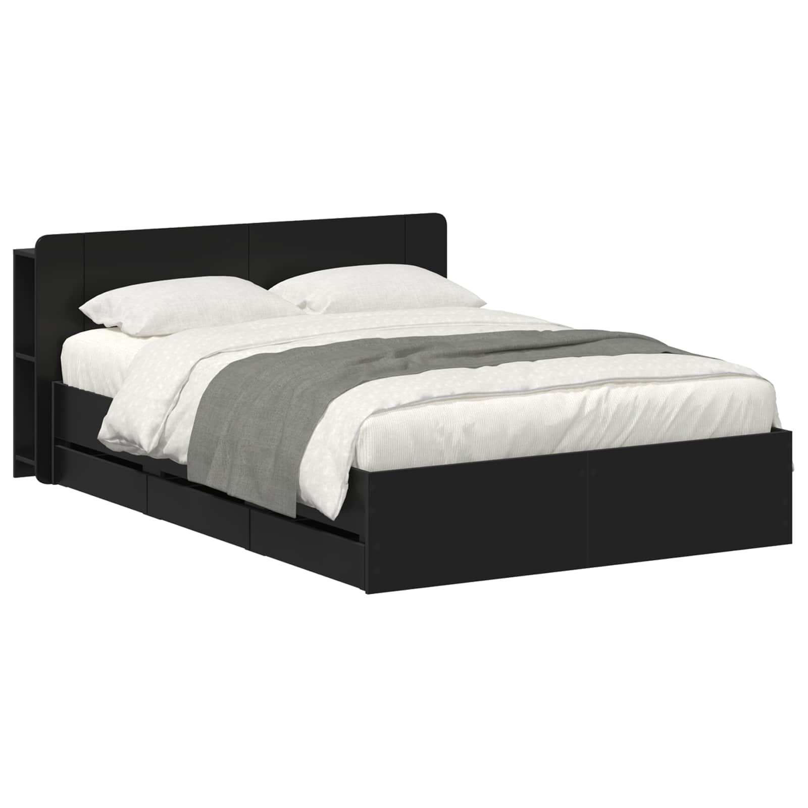 Telaio del letto con storage con testiera Nero 150 x 200 cm | homemem39