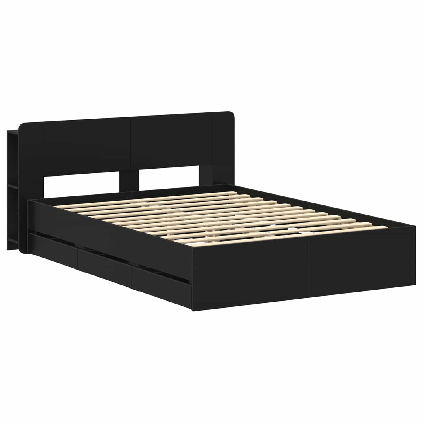 Telaio del letto con storage con testiera Nero 150 x 200 cm | homemem39