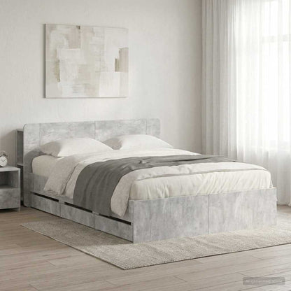 Telaio del letto con storage Grigio Cemento 150 x 200 cm | homemem39