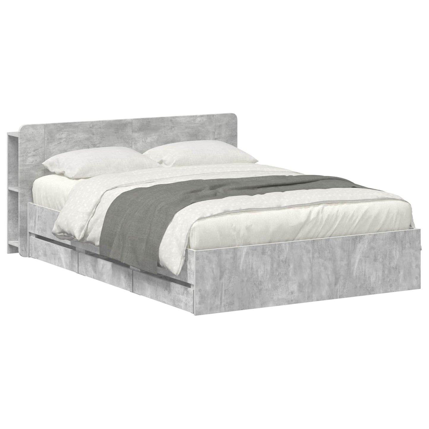 Telaio del letto con storage Grigio Cemento 150 x 200 cm | homemem39