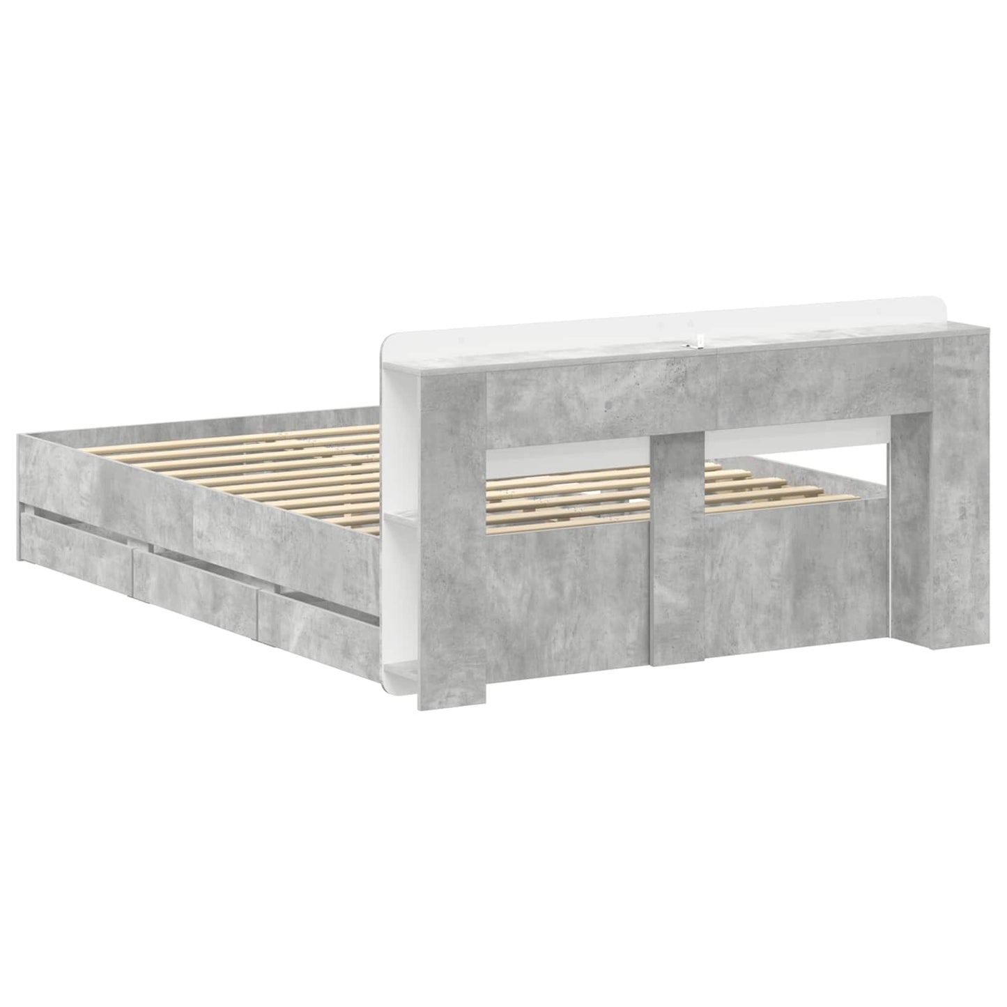 Telaio del letto con storage Grigio Cemento 150 x 200 cm | homemem39