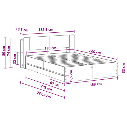 Telaio del letto con storage Grigio Cemento 150 x 200 cm | homemem39