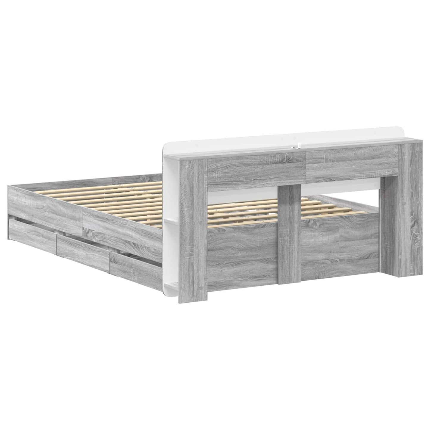 Telaio del letto con storage Sonoma grigio 150 x 200 cm | homemem39