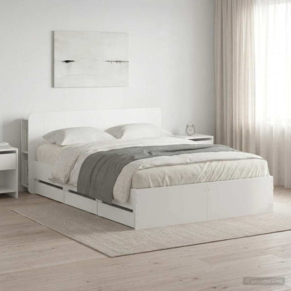 Telaio del letto con storage con testiera Bianco 150 x 200 cm | homemem39