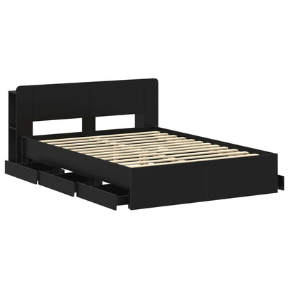 Telaio del letto con storage con testiera Nero 160 x 200 cm | homemem39