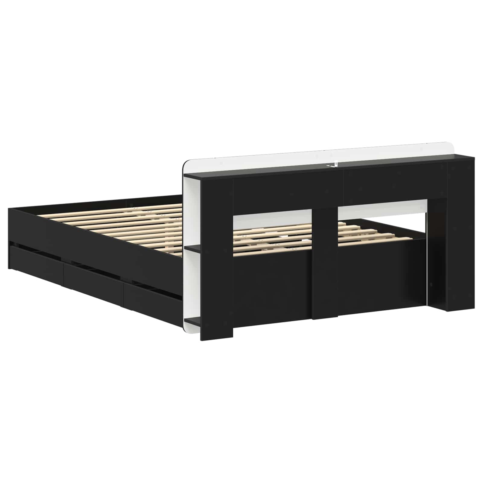 Telaio del letto con storage con testiera Nero 160 x 200 cm | homemem39