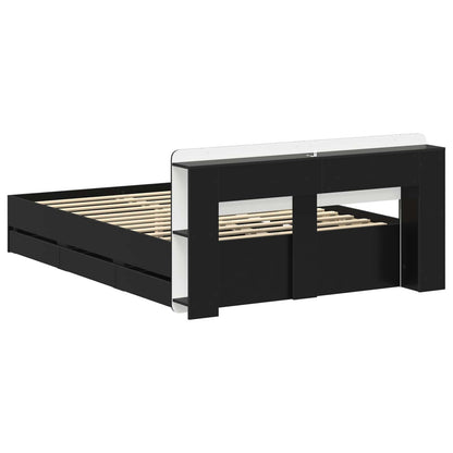 Telaio del letto con storage con testiera Nero 160 x 200 cm | homemem39