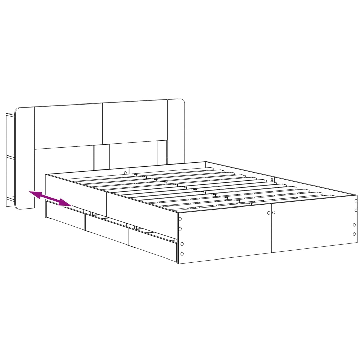 Telaio del letto con storage con testiera Nero 160 x 200 cm | homemem39