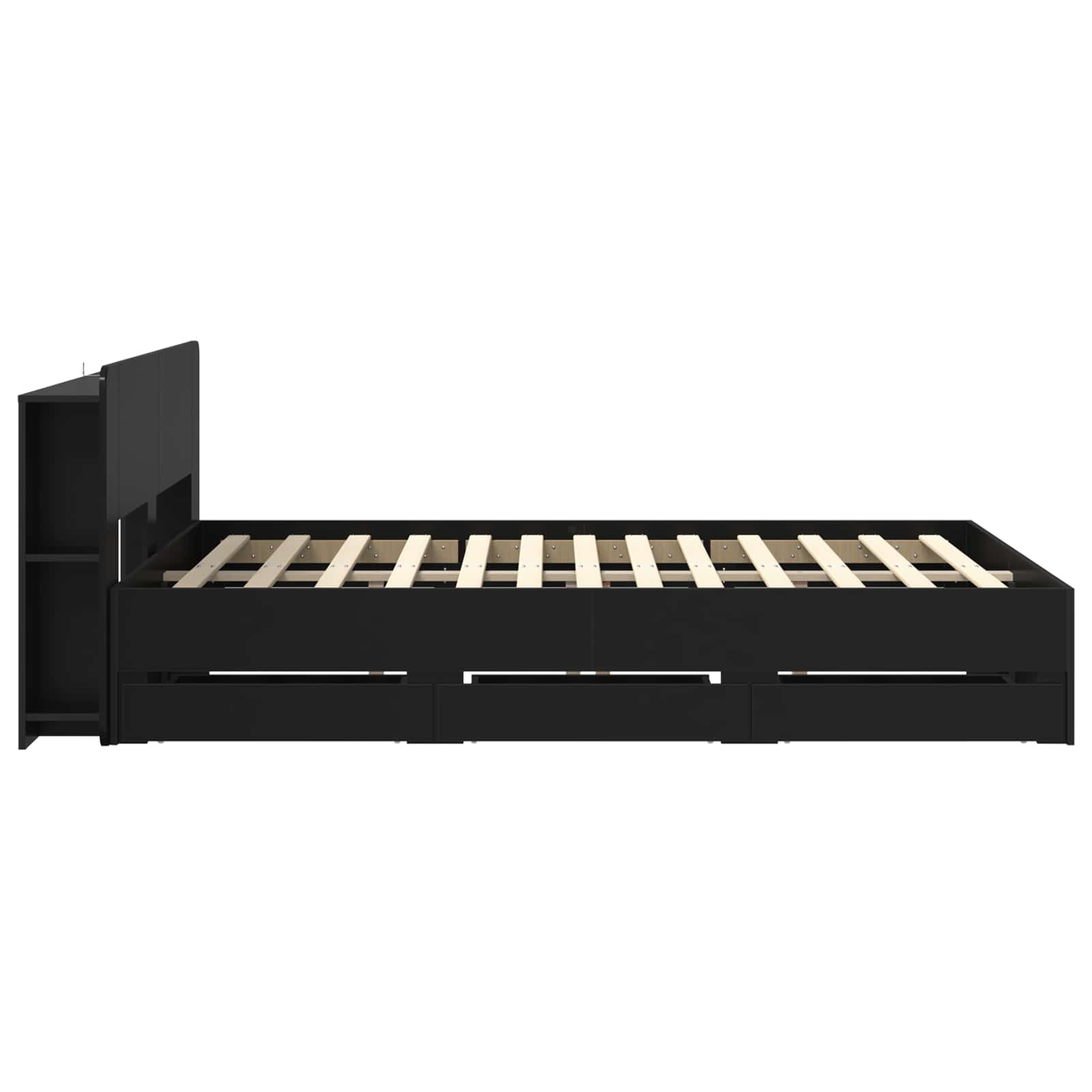 Telaio del letto con storage con testiera Nero 160 x 200 cm | homemem39