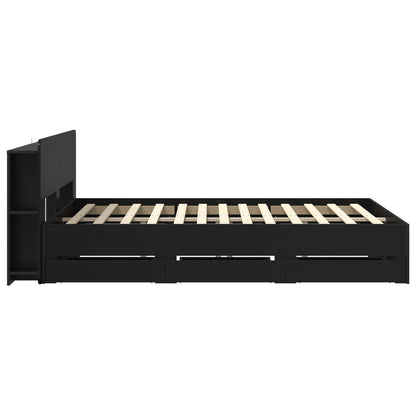 Telaio del letto con storage con testiera Nero 160 x 200 cm | homemem39