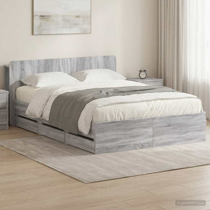 Telaio del letto con storage Sonoma grigio 160 x 200 cm | homemem39