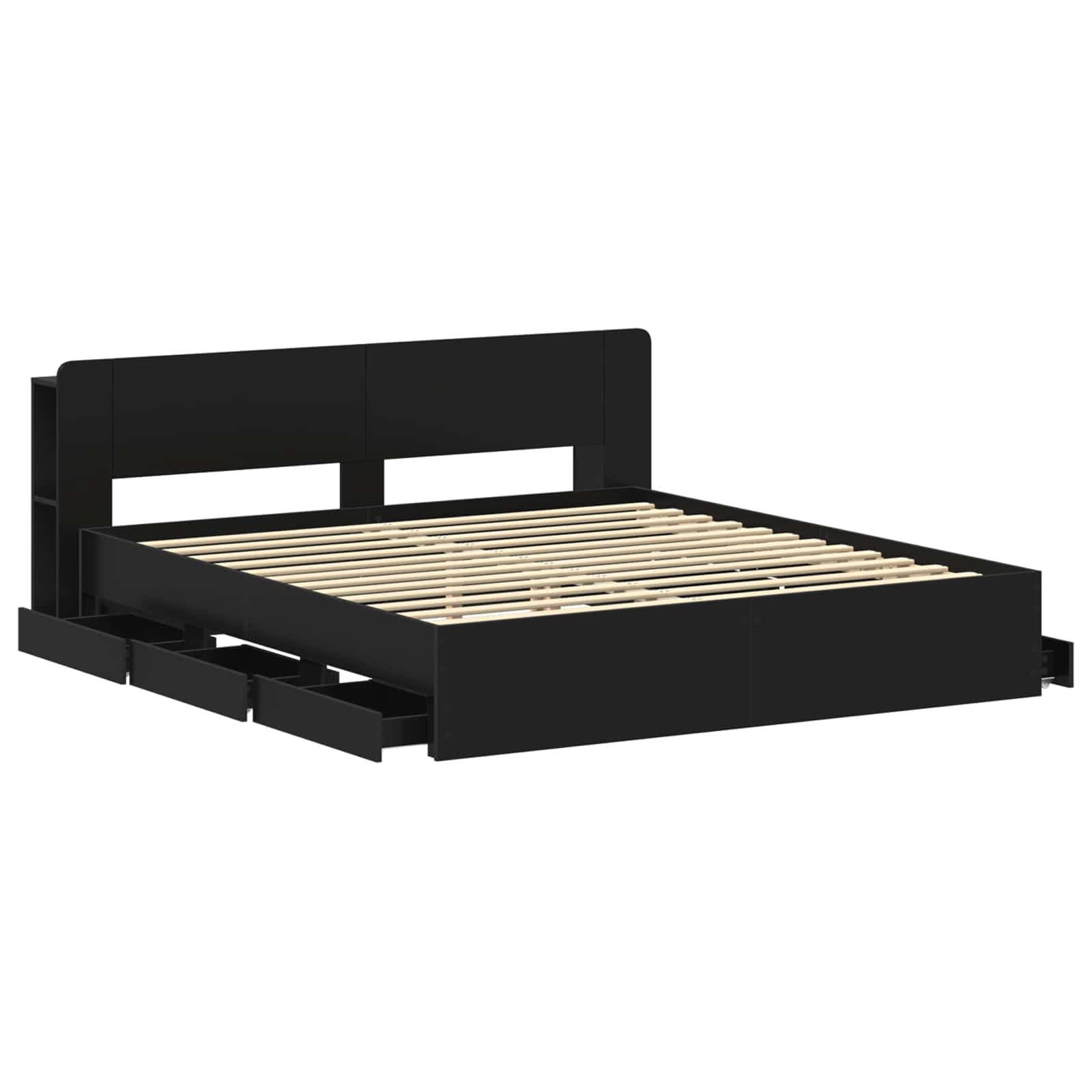 Telaio del letto con storage con testiera Nero 180 x 200 cm | homemem39