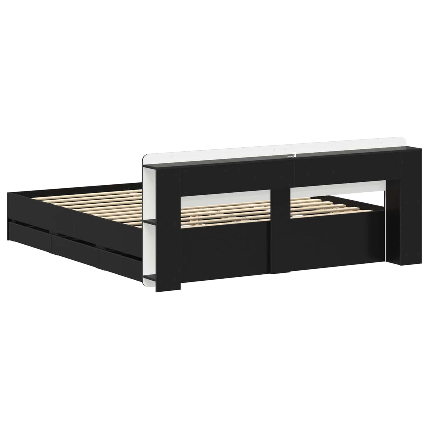 Telaio del letto con storage con testiera Nero 180 x 200 cm | homemem39