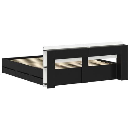 Telaio del letto con storage con testiera Nero 180 x 200 cm | homemem39