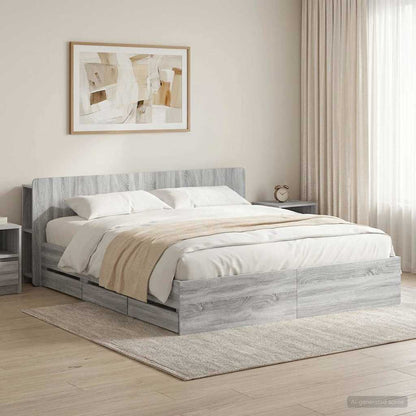 Telaio del letto con storage Sonoma grigio 180 x 200 cm | homemem39