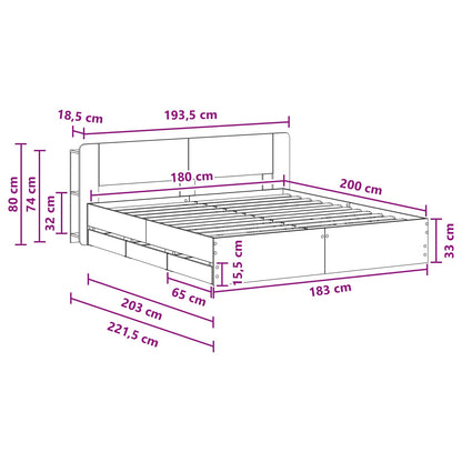 Telaio del letto con storage Sonoma grigio 180 x 200 cm | homemem39